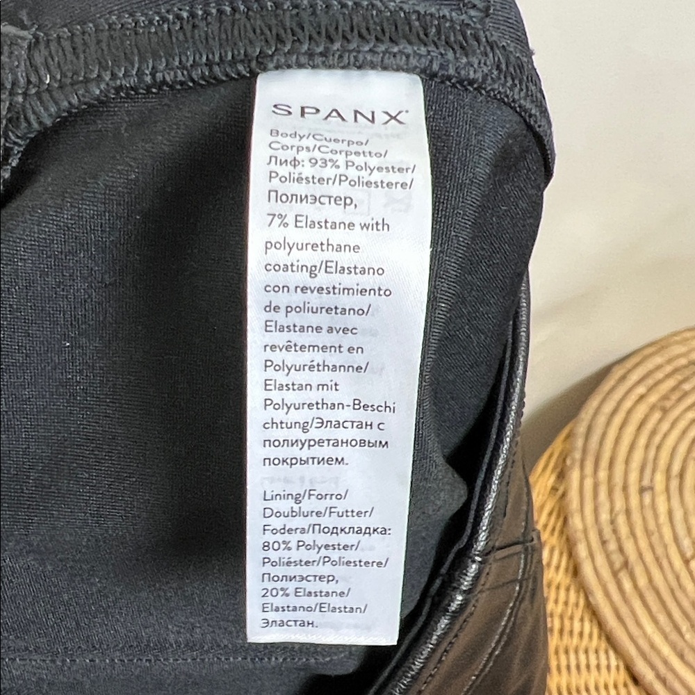 SPANX Sleek Black Faux Leather Joggers - Picture 8 of 9